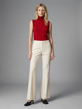 Suistudio 100% Premium Wool Fully Lined White Pants Robin Flare NWT